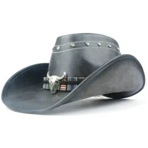 Black Leather Cowboy Hat, leather cowboy hat