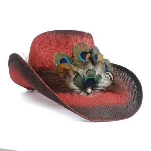 Feather Boa Cowboy Hat, men's cowboy hat
